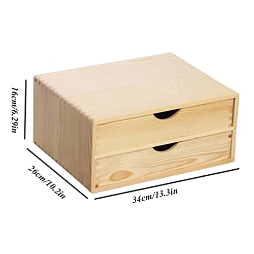 EliteBloom Drawer Type Multi Layer A4 Flat File Cabinet - Desktop Solid Wood Storage Box, File Organizer, Office Supplies Organizer for Home Office Counter Craft Decoration (2 Layers)