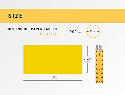 HouseLabels Compatible with Brother DK-2205, Yellow, 2-4/9" x 100'