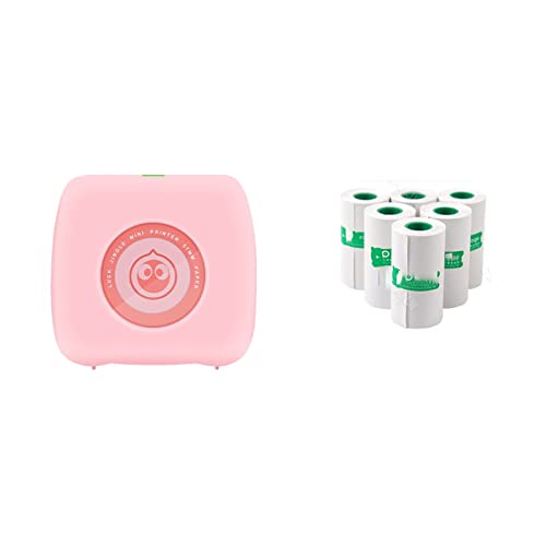 MKJGGII Mini Pocket Printer Multi Functional Photo Picture Bill Note Printer Label Maker Add 6White Note(PK 6White Note)