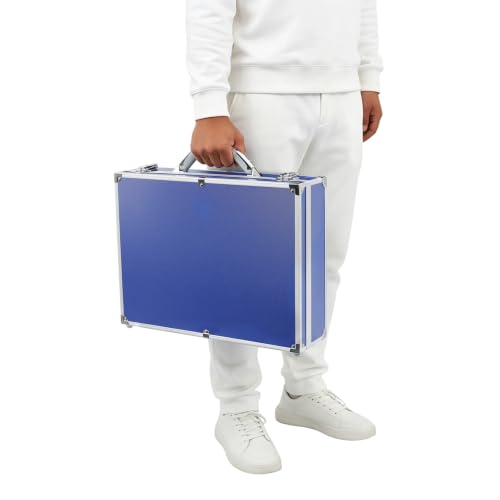 Coin Collection Aluminum Alloy Blue Box Holds 100 Slabs with Lock