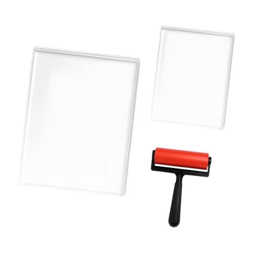 Gel Plate Printing Set Including Brayer on Paper and Cardstock