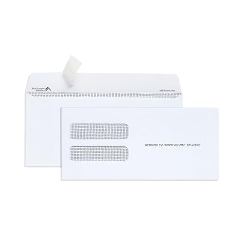 Blue Summit Supplies 100 W2 Tax Envelopes, 3-Up, Self Seal, Security Tint