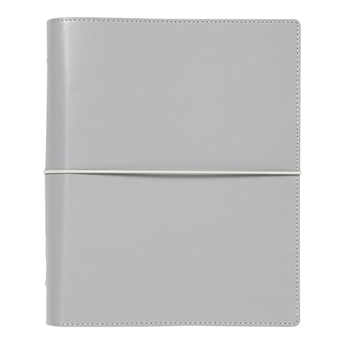 Filofax Domino Organizer, A5 Size, Grey - Smooth, Leather-Look Grain Effect, Contrast Stitching, Six Rings, Week-to-View Insert, Multilingual (C022613)