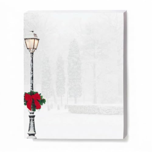 PaperDirect Winter City Elegance Border Paper, Snowy Street Scene with Lamp Post and Christmas Wreath, 8.5 x 11, Acid-Free, Ideal for Holiday Invitations, Flyers, Cards, 100 Sheets