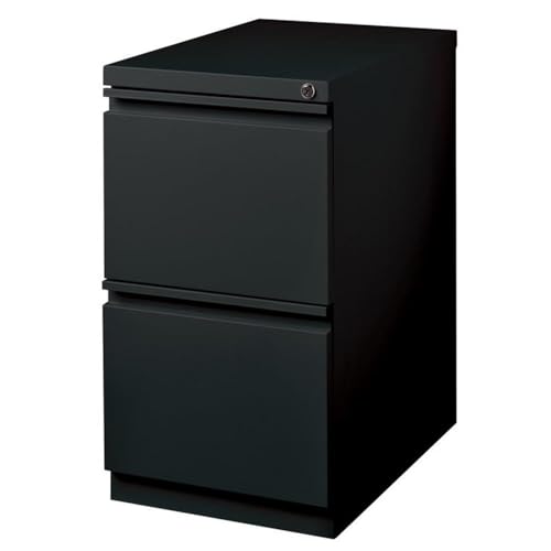 Scranton & Co Metal Mobile Pedestal Filing Cabinet, 23 in Deep, 2-Drawer File/File Configuration, Black Finish, Ball-Bearing Suspension, Hidden Casters, Lock Included, Letter File Storage, Office Use