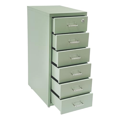 Josbuynls 6-Drawer Metal File Cabinet, Metal Filing Storage Vertical Cabinets with Lock Home Office Filing Cabinets for Organization Hanging Letter/Legal/F4/A4 (Green)