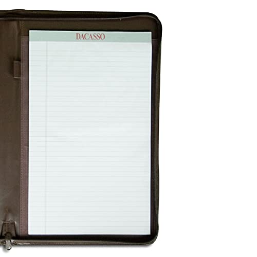 Dacasso Deluxe Leather Portfolio - Luxury Zipper Portfolio With Storage - Executive Note Pad & Document Holder - Elegant Office Organization - (Chocolate Brown)