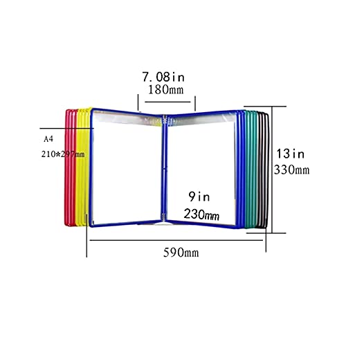 KGDJBGSE Wall Mounted File Folder Holder, Hanging Organizer for A4 Documents, 20 Sleeves Red(Green)