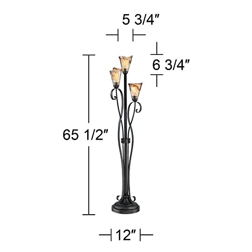 Gardena 65 1/2" Tall Amber Glass 3-Light Tree Floor Lamp