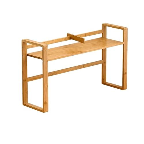 Storage Shelves Bamboo Desktop Organizer Shelf, with Bookends Multipurpose Office Desk Storage Rack, Small Computer Bookshelf, for Home Organizer(L56xW19.5xH39 cm)