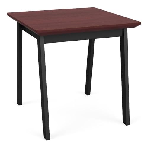Lesro Newport Reception Waiting 20x20 Wood End Table/Black Steel/Mahogany