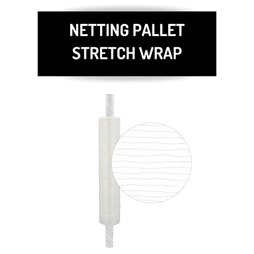 PSBM Pallet Netting Vented Stretch Wrap with Extended Core Handles, 4 Pack, 20 Inch x 1000 Feet, for Securing Pallets that Need Ventilation