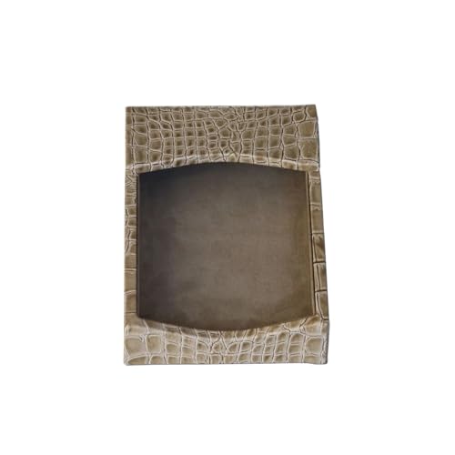 DACASSO Protacini Breeze Beige Italian Crocodile Leather Memo Holder - Luxury Memo Holder & Paper Organizer for Desk - Office Organization & Executive Desk Decor - (Beige)