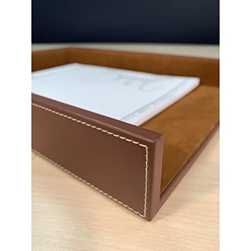 Dacasso Rustic Brown Leather Letter Tray, Legal Size