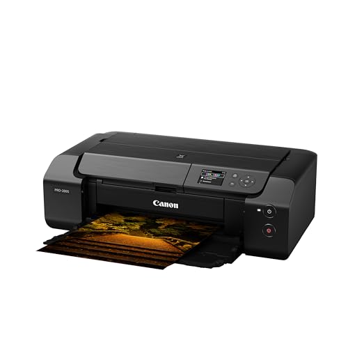Canon PIXMA PRO-200S Professional 13" Wireless Inkjet Photo Printer, 3" Color LCD, 8-Color Dye Ink, Black