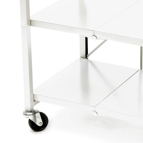 Origami Foldable Kitchen Island Cart, Rolling Storage Table Organizer with Wheels, White