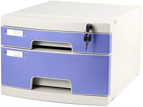 noxozoqm File Cabinet Desktop Lock Plastic Drawer Storage Organization, with Lock/Blank Label and Multiple Drawers-Blue (Size : 2-Layers)