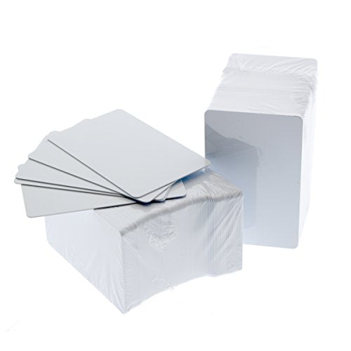 Bulk 1000 Pack - Premium Blank PVC Cards for ID Badge Printers - Graphic Quality White Plastic CR80 30 Mil (CR8030) By Specialist ID - Compatible with Most Photo ID Badge Printers (White)