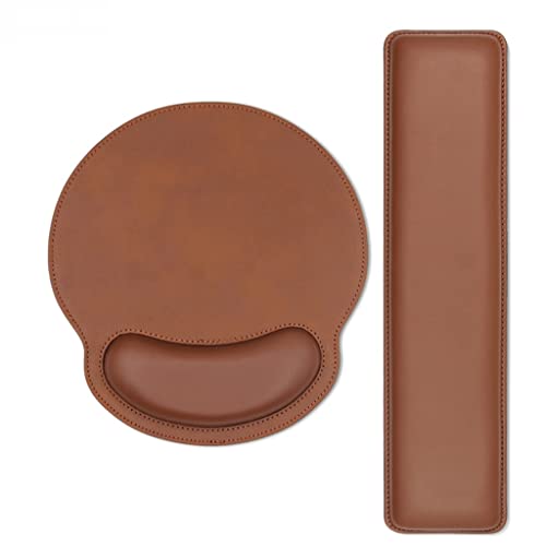 TBNLASS Leather Pad Keyboard Wrist Rest Ergonomic Hand Mats Rubber Base(White-Patch Five-Pointed star4)