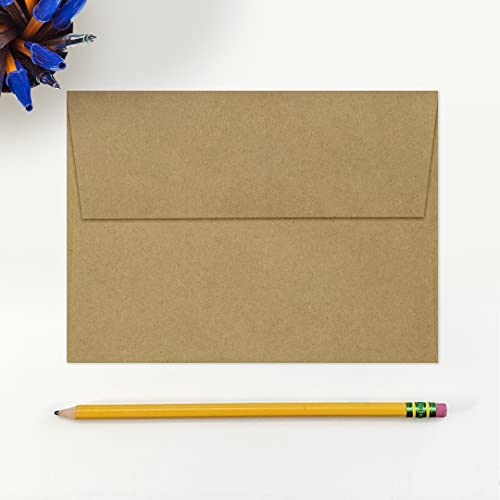 LUXPAPER A7 Invitation Envelopes for 5 x 7 Cards in 80 lb. Grocery Bag, Printable Envelopes for Invitations, w/Peel and Press Seal, 500 Pack, Envelope Size 5 1/4 x 7 1/4 (Brown)
