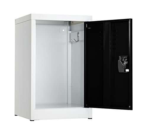 AdirOffice Kids Steel Metal Storage Locker - Heavy Duty Storage Organizer with Key and Hanging Rods - Ideal for Home, Gym & School - (24 in 1 Door, Black)