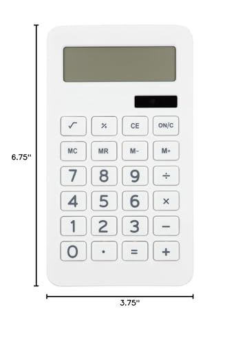 JAM PAPER Desktop Calculator - 10 Digit LCD Display - 3 3/4 x 6 3/4 Inches - White - Bulk 10/Pack