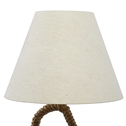 Deco 79 Jute Rope Room Floor Lamp Twisted Rope Standing Tall Lamp with Cream Linen Shade, Tall Lamp 18" x 18" x 63", Brown