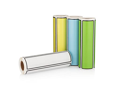 Carstens Adhesive Sticker Labels, 5 3/8” x 1 3/8”, Binder Labels for 1.5” – 4” Ring Binder Spines, Roll of 200, Multicolored, 4 Pack