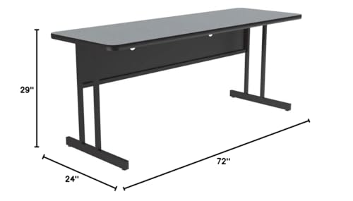 Correll 24"x72" Home & Office Computer Desk, Durable Gray Granite Thermal Fused Laminate Top, 29" High Office Workstation, Steel Frame & Modesty Panel, Wire Management, Made in The USA
