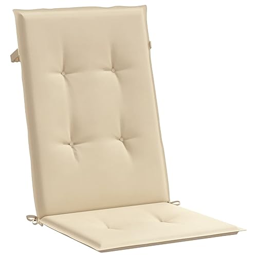 KUTYWEXFM Set of 6 High Back Chair Cushions Beige Outdoor Patio Seat Pads