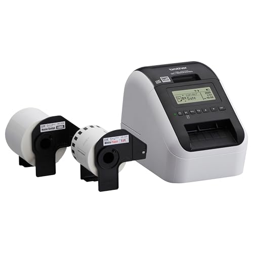 Brother QL-820NWBC Ultra Flexible Label Printer with Multiple Connectivity Options (Bundle with 2 Rolls of Genuine DK Label Tapes)