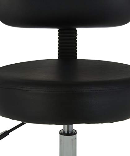 Amazon Basics Multi-Purpose Drafting Spa Bar Stool with Back Support, Upholstered, and Wheels, Black, 22.72"D x 22.72"W x 37.8"H