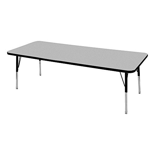 Norwood Commercial Furniture Adjustable Height Classroom Activity Table for Kids & Adults, Square Activity Table for School and Home, Grey/Black, 30" x 72"