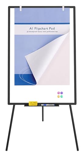VIZ-PRO Magnetic Whiteboard Easel Black, 36"x24", Portable Dry Erase Board