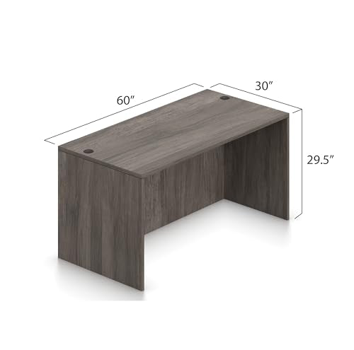 GOF Office Desk Executive Computer Workstation with Hanging Box/File Pedestal, Grommets, Durable Laminate– Modern Commercial Desk for Home Office, Work, or Study (Artisan Gray, 60" W x 30" D)