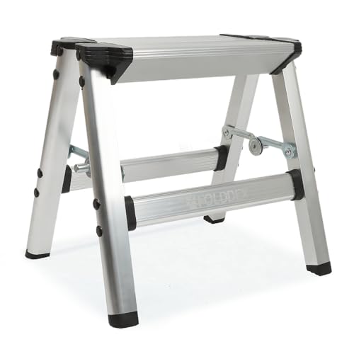 FOLDDEX Foldable Step Stool | Metal Folding Step Stool, 330 lbs | Ultralight Aluminum, Anti-Slip & Secure Lock Design, Small Stool for Adults, Kids, Seniors | Home, Kitchen, Outdoor | Heavy Duty