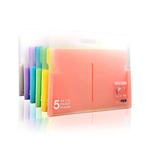 Plastic Folders,Budget Binde, Candy Color 5 Pocket File Folder Expanding Wallet PP Folder Portable Document Bag Office File Storage Bag Files Organizer (Color : Gris) (Color : Gris)
