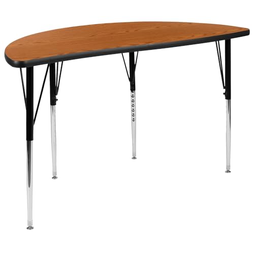 Flash Furniture 47.5 in Half Circle Activity Table, Oak
