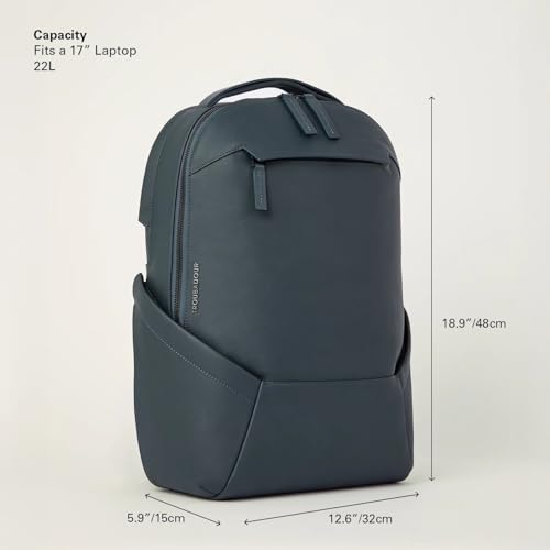 Troubadour Apex Leather Backpack - 22L Innovative Waterproof Leather Laptop Backpack Fits Up to 17” – Ergonomic Design for Ultimate Comfort and Function - Basalt