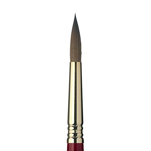 Escoda Reserva 1212 Series Artist Watercolor Short Handle Paint Brush, Pure Kolinsky-Tajmyr, Round, Size 6