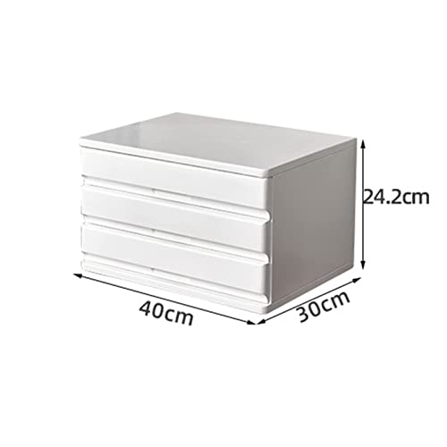 EliteBloom Desktop Storage Box with Drawers - Desktop File Cabinet Organizers, Storage Cabinet with Drawers, Wood Flat File Cabinet, 2/3/4-Layer Desktop Organizer Storage Box,A-3 Drawer