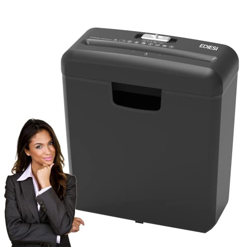 Ediesi Paper Shredder for Home Office, 6-Sheet Strip Cut Shredder with 10L Basket, Credit Card & CD Shredder, Auto Start/Stop and Reverse Function