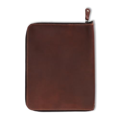 CestAntiQ Zippered Leather XXL Journal Cover 8.5 x 11 in, Tan
