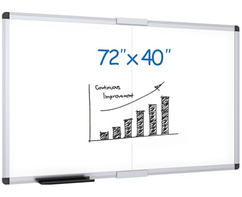 VIZ-PRO Large Magnetic Dry Erase Whiteboard, 72 x 40 Inches, Foldable