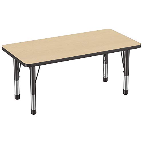 FDP 24" x 48" Rectangle Table with Chunky Legs - Maple/Black, 10009-MPBK
