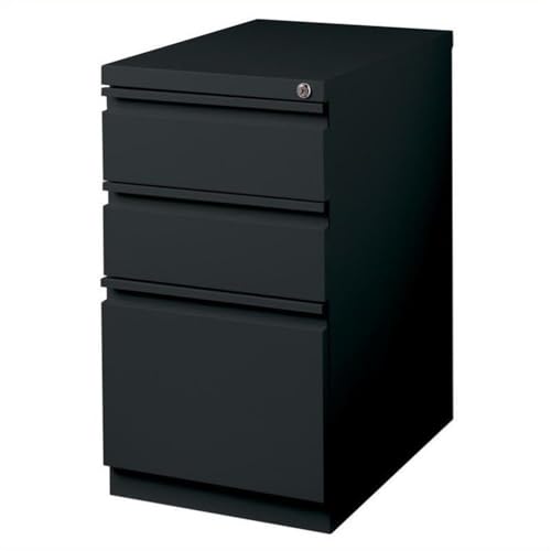 Pemberly Row 3 Drawers 27.75" Vertical Black Metal Filing Cabinet Lockable Pre-Assembled Stationary Letter Size for Home, Office