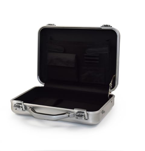 Aluminum Alloy Suitcase, Portable Handbag,Portable safe, instrument box (Color : Silver, Size : 410 * 300 * 105mm)