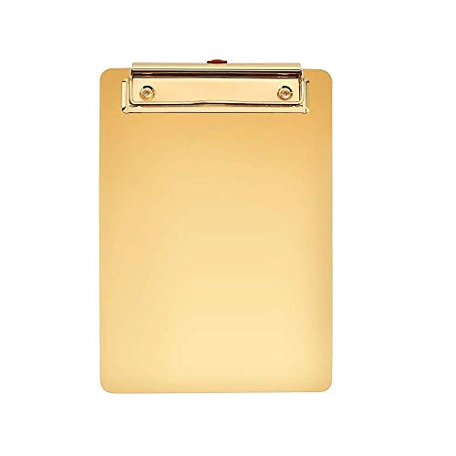 A5 Clipboard Stainless Steel Metal Legal Pad Menu Writing Pad Office Organiser with Hanging Hole by NEWBEER Gold 9.84x7.09inch 15.52oz 12pcs