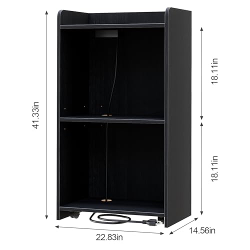 aboxoo Podium Stand - Portable Podium Stand with 4 Rolling Wheels, Pulpits for Churches with Adjustable Shelf, Hostess Stand, Mobile podiums for Church, Classroom, Office (with Charging Station)
