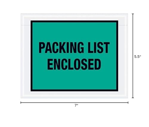 TapePlanet Packing List Enclosed Colored (Full Face) Envelopes (7" x 5 1/2" (1000 Per/Case), Green)
